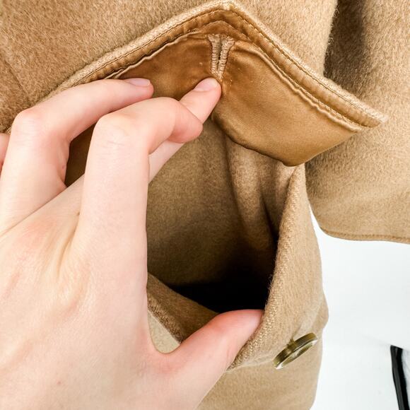 MaxMara Pea Coat Camel Tan Vintage Alpaca Teddy Bear Brown Mid Thigh Jacket M - Picture 6 of 14